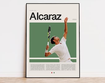 Póster de Carlos Alcaraz, Póster de tenis, Impresión de Carlos Alcaraz, Póster deportivo, Arte deportivo moderno, Regalos de tenis, Póster minimalista, Arte de tenis