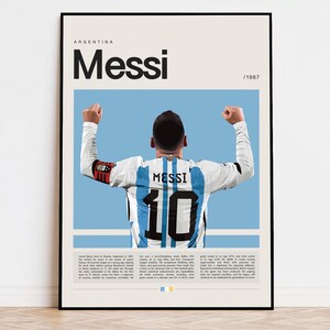 Lionel Messi-poster, voetbalposter, voetbalposter sportposter, moderne sportkunst, cadeau voetballer, voetbalmuurkunst