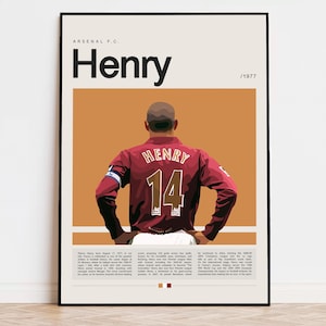 Thierry Henry-poster, voetbalposter, voetbalposter, sportposter, moderne sportkunst, voetbalcadeau, voetbalkunst aan de muur