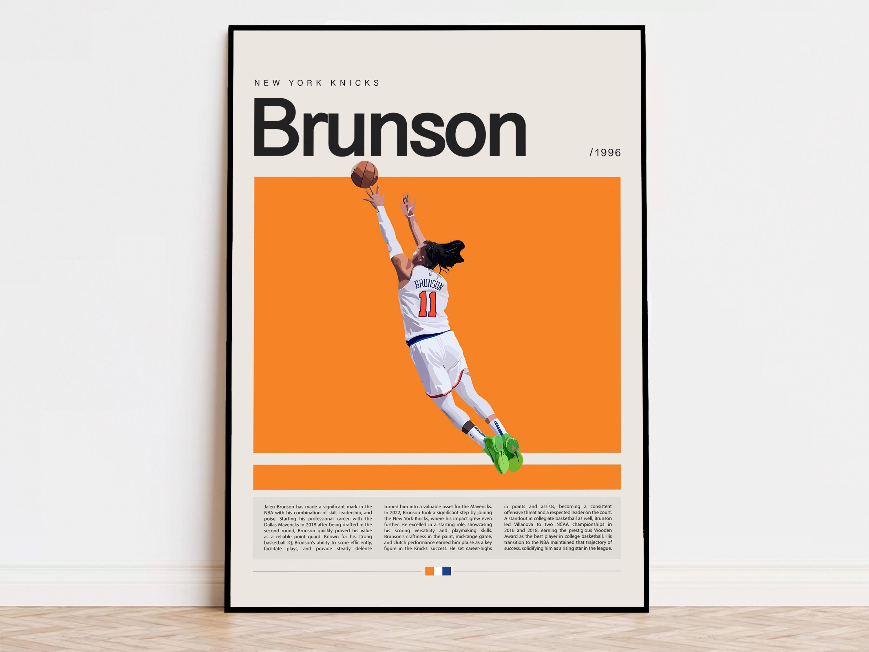 Jalen Brunson Poster, NBA Poster, Sports Poster, Mid Century Modern, NBA Fans, Basketball Gift, Sports Bedroom Posters