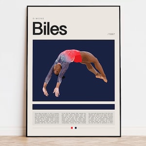 Simone Biles Poster, Gymnastics Poster, Sports Poster, Modern Sports Art, Gymnast Gifts, Gymnastics Art