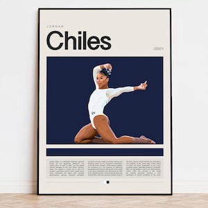 Jordan Chiles Poster, Cartaz de Ginástica, Cartaz de Esportes, Arte Esportiva Moderna, Presentes para Ginastas, Arte de Ginástica