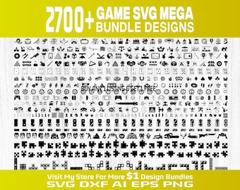 Spiel SVG Mega Bundle, 2700+ Gaming Icons Designs, Cricut & Silhouette Schnittdateien, Videospiel, Puzzlespiel, Brettspiele, Arcade, Spielen