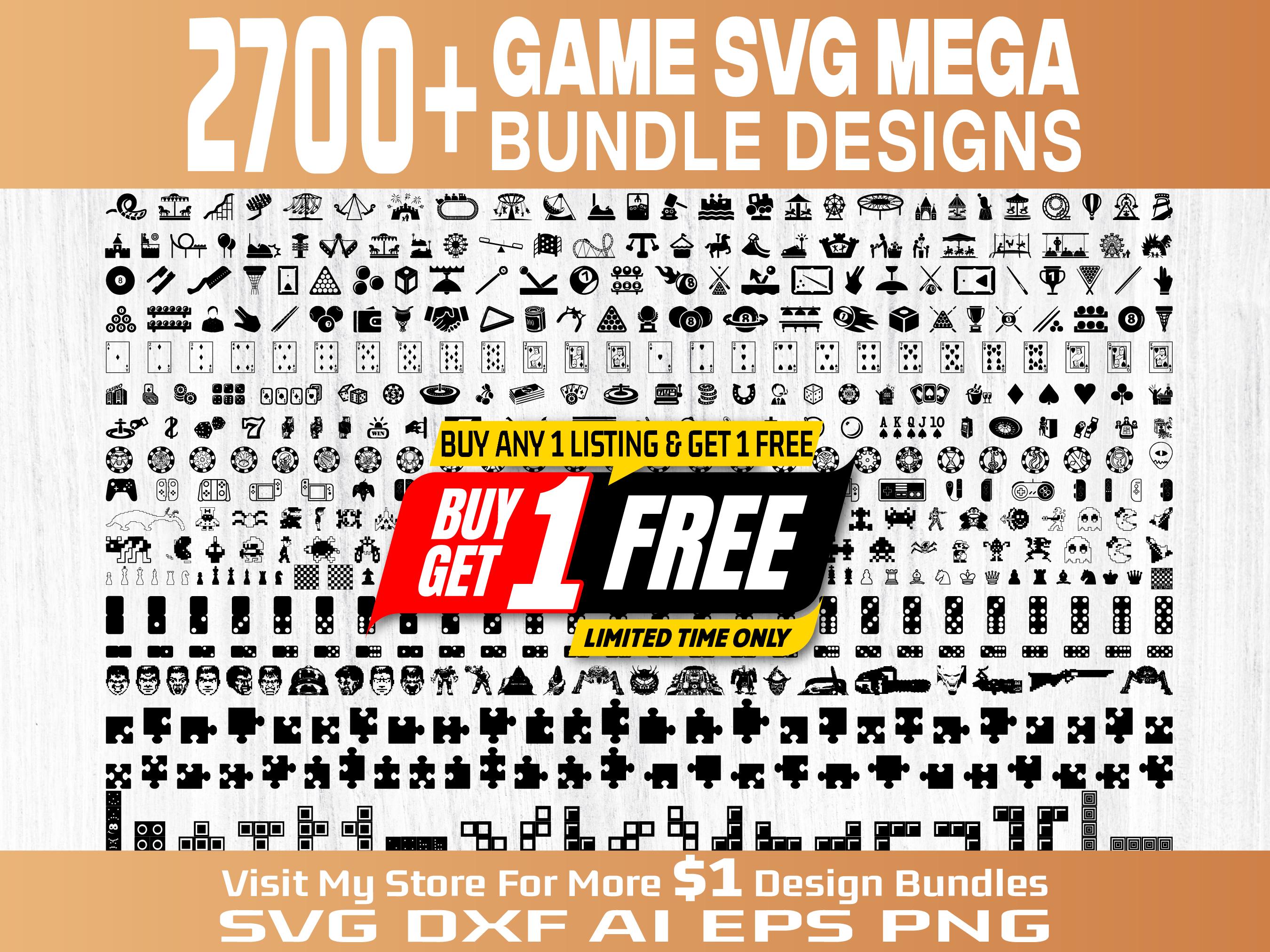 Game SVG Mega Bundle, 2700+ Gaming Icons Designs, Cricut & Silhouette Cut Files, Video Game, Casino, Puzzle, Board Games, Arcade, Gaming