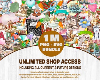 Whole Shop Bundle 1 M Designs, digitaler Download, lebenslanger Zugriff, Cricut Silhouette-Dateien, kommerzielle Nutzung, SVG PNG dxf ai pdf eps cdr