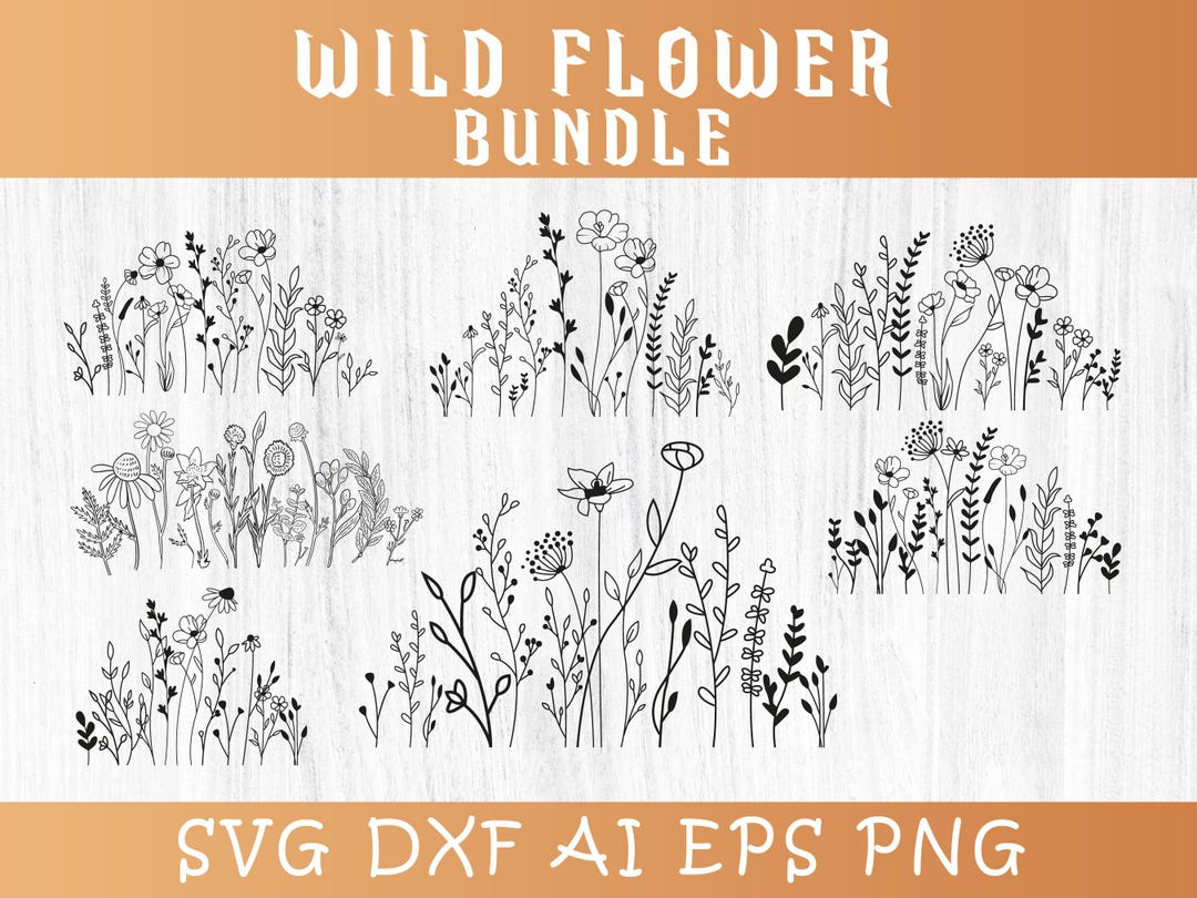 Wildflower SVG Bundle, Floral Line Art Designs, Svg Bundle, Wild ...