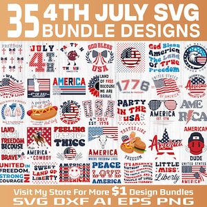 Pacote SVG de 4 de julho, designs patrióticos, arquivos de corte do Dia da Independência dos Estados Unidos, silhueta Cricut, bandeira dos EUA, sublimação de camisetas, liberdade