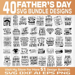Fathers Day SVG Bundle, 40 Dad Quotes, Funny & Heartfelt Father’s Day Designs, Dad SVG Designs, Cricut and Silhouette Cut Files, Dad Life