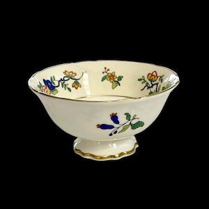 Antique Coalport &quot;Corea&quot; Pattern Footed Bowl-Early 20th Century-Hand Painted Asian Style Floral Designs with Gold Trim-Made in England