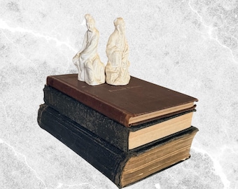 Unique Antique/Vintage Black & Brown Book Stack-Set of 3-1890-1910-1922-Shabby Chic-Cottagecore-Farmhouse-Bookshelf Decor-Staging Book