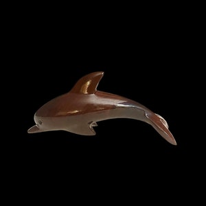 Vintage Medford Mahogany Polished Wood Carved Dolphin - Made in Barbados West Indies - Animal Sculpture Figurine
