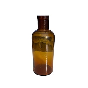 Vintage Large  French Handmade Apothecary Amber Bottle - Marked - Rustic Farmhouse or Cottage Style - Great Display Piece