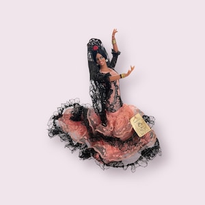 Vintage Chiclana Marin Miniature Flamenco Dancer Doll with Original Tag - Famous Collectible Made in Spain - 1970&#39;s