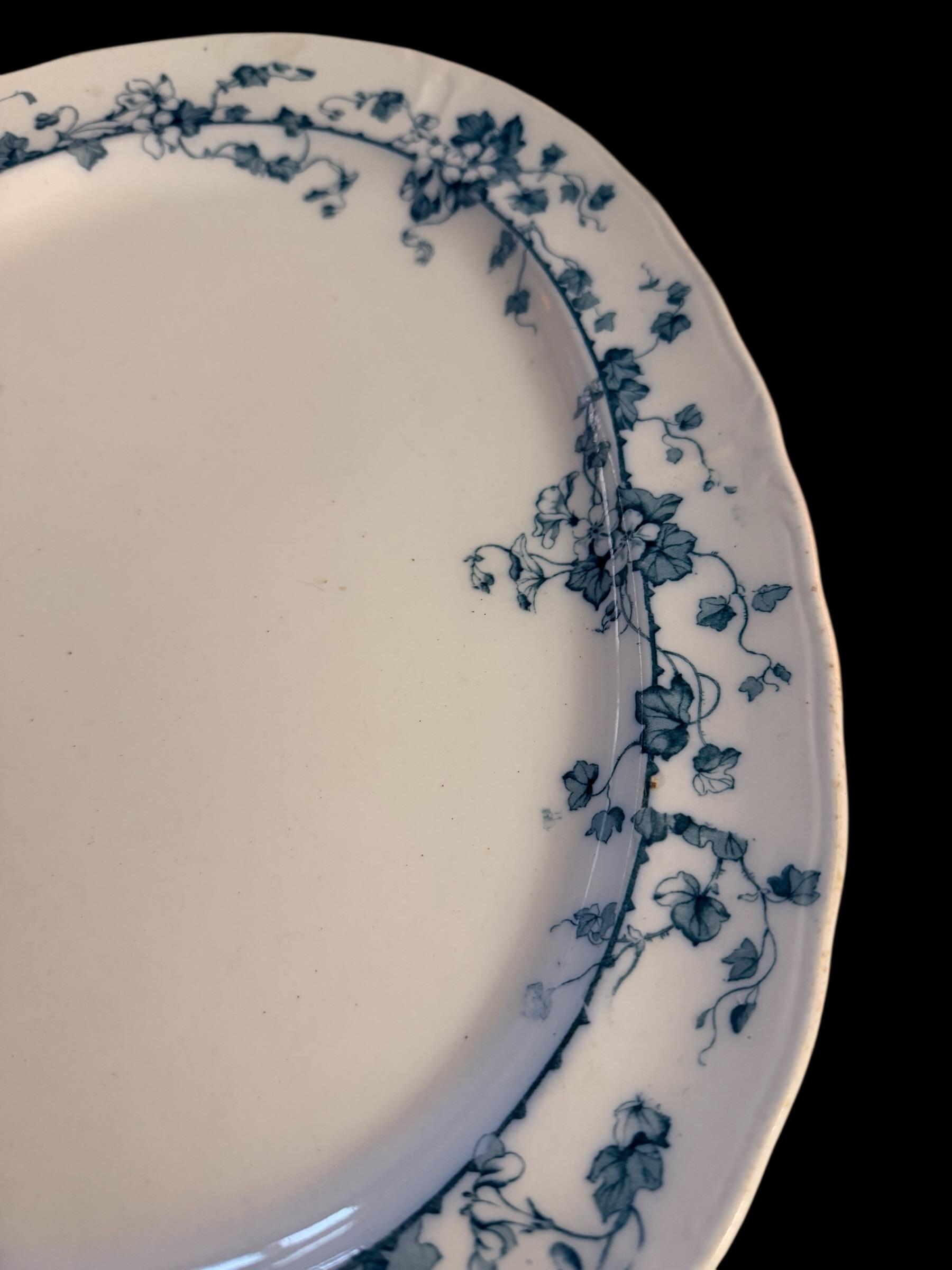 Antique Furnival Flow Blue Platter – Wild Rose Floral, England