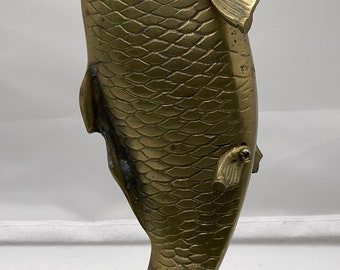 Vintage Big Brass Handwork Old Chinese Fish Hollow Out Get Rich Statue mm 