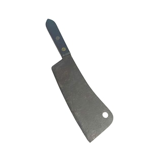 Antique Heavy Duty Meat Cleaver-Steel Blade-Riveted Wood Handle-Possibly Henry Boker-1900&#39;s-Primitive Farmhouse Rustic Decor