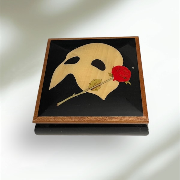 Vintage Music Box Featuring Phantom of the Opera Symbol - "All I Ask of You" - Capra Industries USA - 1980's