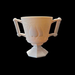 Vintage Jeannette Glass Company - &quot;Shell Pink&quot; Milk Glass Urn Shaped Sugar Bowl - Baltimore Pear Design - Mid-Century -1950&#39;s