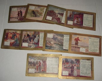 Antique Art Mailing Cards.  1911, 1912.  Original Paintings