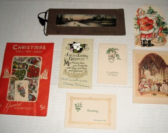 Vintage Christmas Greetings Cards.   Christmas Seals.  Christmas Tags