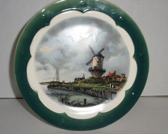 Vintage Royal Copley Wall Pocket.  Planter.  Windmill Scene