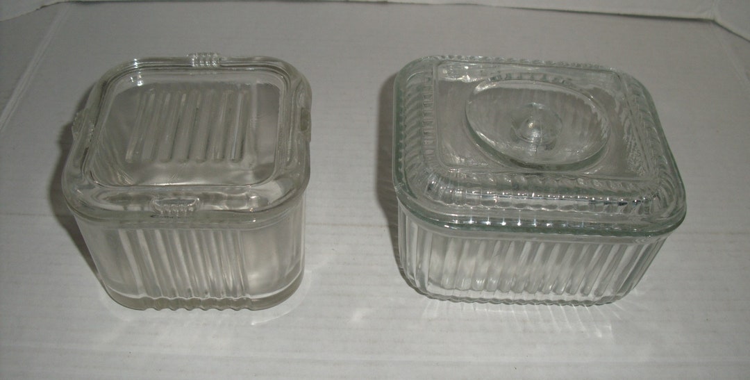 Two Vintage Glass Refrigerator Dishes Etsy