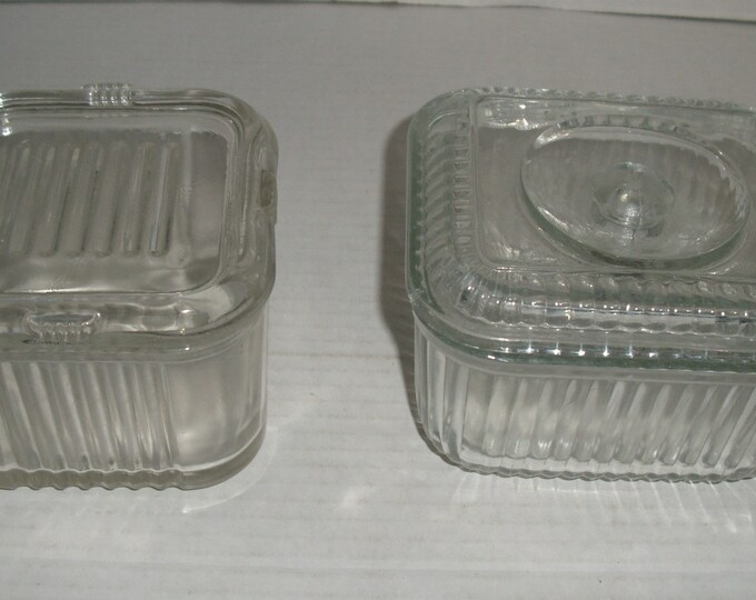Two Vintage Glass Refrigerator Dishes Etsy