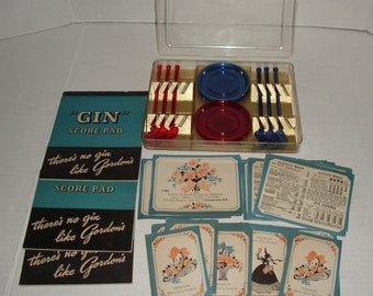 Assortment of Playing Card Items.  GIN Score Pad.  Tally Cards.  Bridge Set-Coasters and Swizzle Sticks