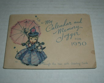 Vintage "My Calendar and Memory Jogger" Booklet.  1950