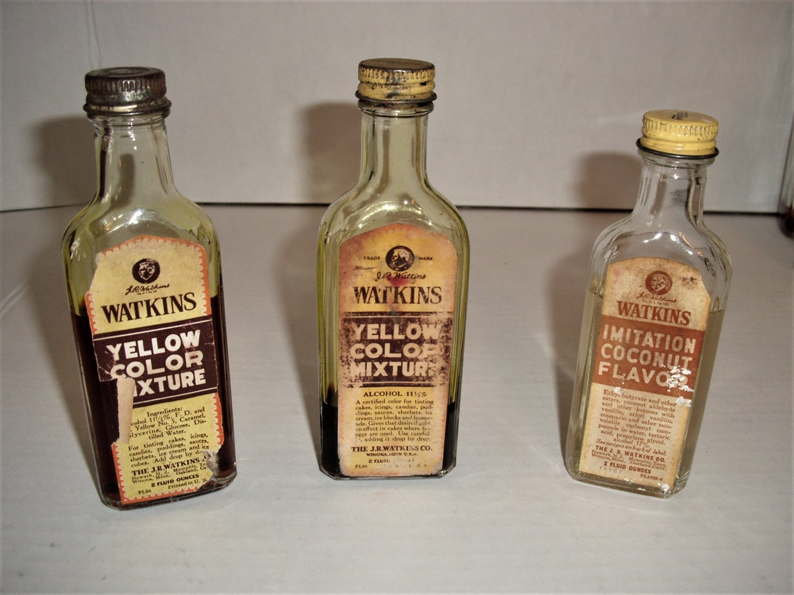 Vintage Watkins Bottles. Liniment. Yellow Color Mixture. Etsy
