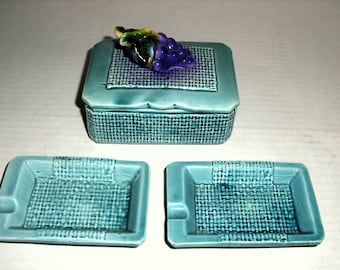 Vintage ARTMARK   Cigarette Set.  Cigarette Box.  Two Ashtrays