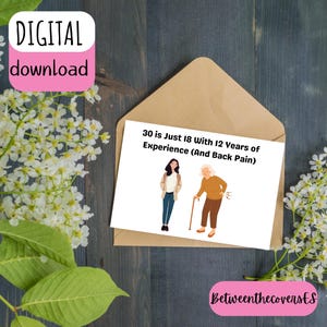 Turning 30 Geburtstagskarte - Lustiger Rückenschmerzen Humor - Dirty Thirty Grußkarte - Perfekt für Frauen oder Männer - Willkommen in den schmerzenden 30ern!