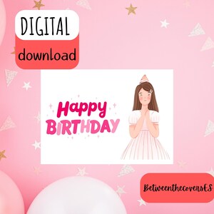 Happy Birthday Wishes For a Daughter | Instant Download | Greetings Card| Princess Card For Daughter | Digital Download