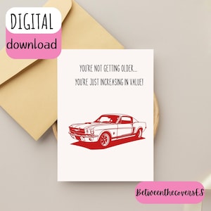 Tarjeta de feliz cumpleaños de coche clásico / Tarjeta de felicitación / Tarjeta en blanco