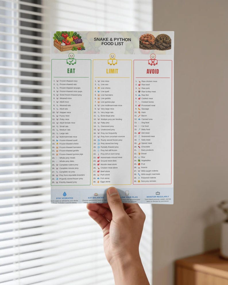 Corn Snake & Ball Python Feeding Guide Printable | Snake Feeding Chart | Feeding Schedule | Reptile Guide | PDF image 8