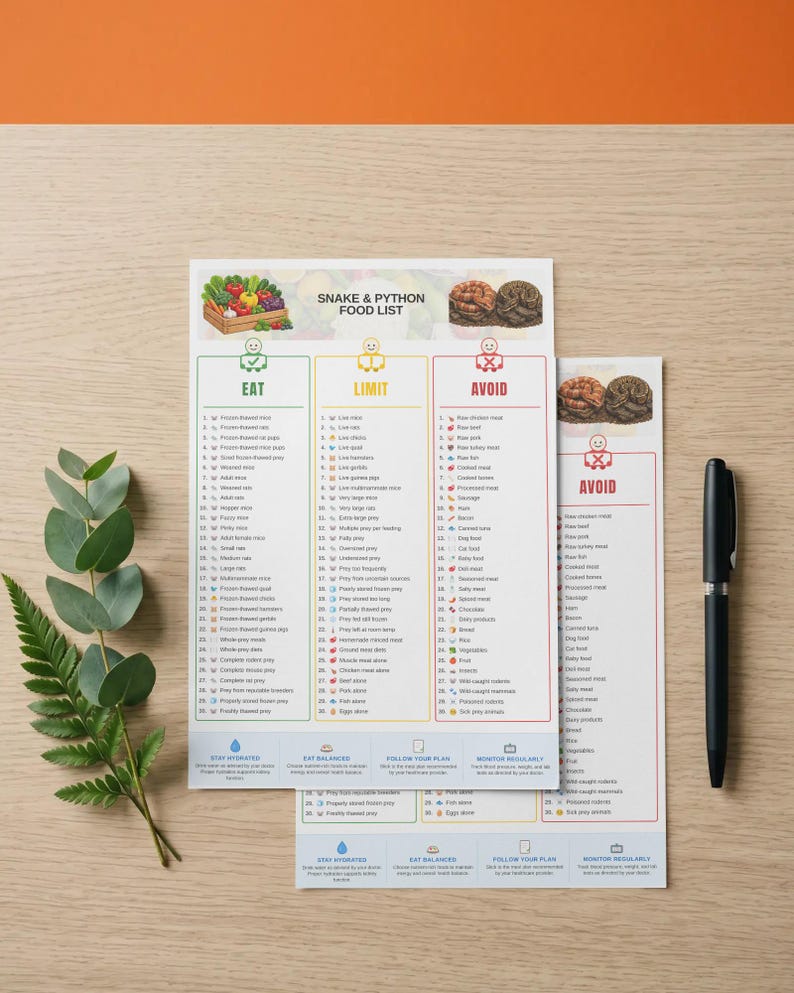Corn Snake & Ball Python Feeding Guide Printable | Snake Feeding Chart | Feeding Schedule | Reptile Guide | PDF image 5