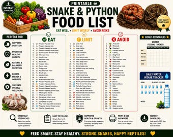 Corn Snake & Ball Python Feeding Guide Printable | Snake Feeding Chart | Feeding Schedule | Reptile Guide | PDF