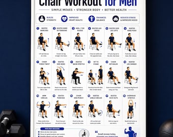 Chair Workout for Men, Seated Exercises for Men, Low Impact Chair Workout, Men's Fitness Routine, Printable Workout PDF