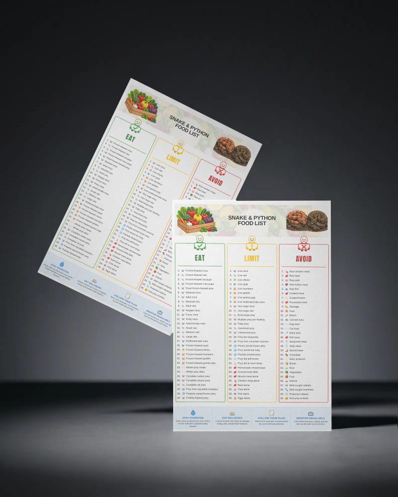 Corn Snake & Ball Python Feeding Guide Printable | Snake Feeding Chart | Feeding Schedule | Reptile Guide | PDF image 3