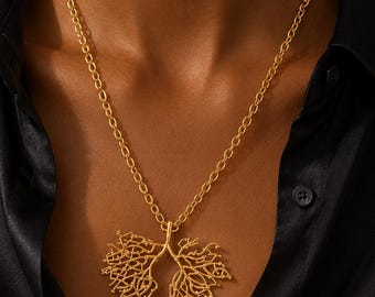 Gold Tree of Life Necklace | Sculptural Branch Pendant | Nature Inspired Statement Necklace | Botanical Jewelry | Gold Chain Necklace