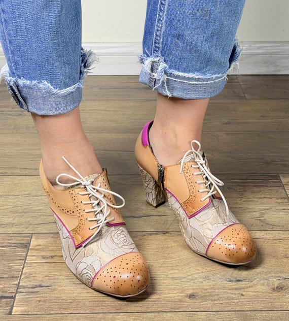 Cuir Bottines Richelieu Lacets Femme Chaussures Richelieu à Gros