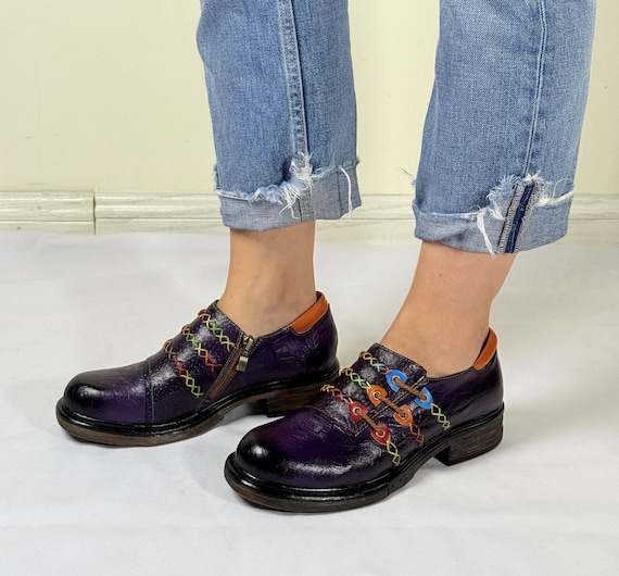 Hand-Painted Embossed Leather Oxford Shoes | Vintage-Inspired Brogues