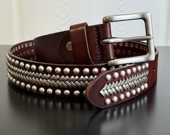 ROAD DESTROYER レザー＆メタルスタッズ パンクロッカーベルト