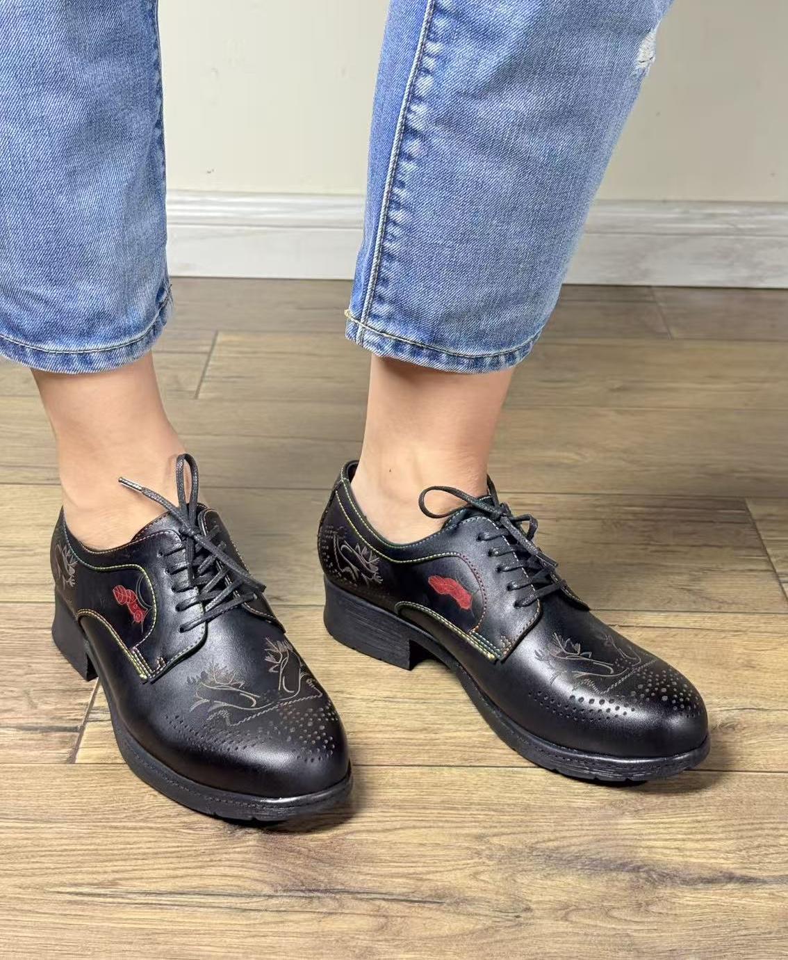 Damen Oxford Schuhe Vintage Brogues - Lackleder Blau 44 EU Mit Blockabsatz