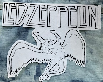 LED ZEPPELIN fabric Iron On BIG Decal Heat Transfer Tshirt patch handmade from Vintage T Shirt 12 x 9.5