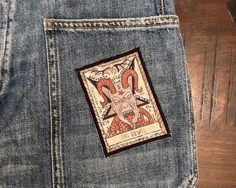 Devil Tarot Card Fabric Patch, Heat Transfer Iron On