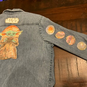 Baby Yoda Mandalorian Embroidered Patch  4" Wide X 2-3/4" Tall  Iron O Sew On - Foto 3