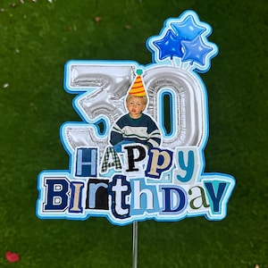 Foto-Kuchenaufsatz zum 30. Geburtstag für Männer, personalisierte Vintage-Kuchendekoration