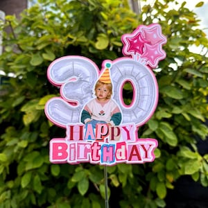 Foto-Kuchenaufsatz für den 30. Geburtstag, personalisierte Vintage-Kuchendekoration