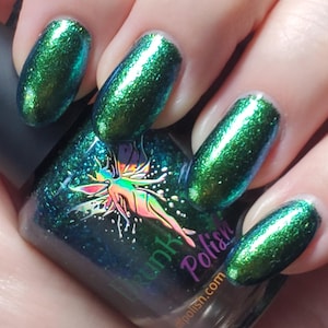 Hue Knew? | Blue Jelly Nail Polish with a Bright Green to Teal to Blue Shifting Multichrome Micro-Flake